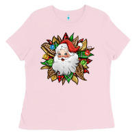 Bubblegum Pink santa claus sunflower Ladies Tee - Jasminsmagicworld