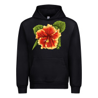Black Hawaiian Hibiscus Flower Illustrations Urban Hoodie - LillyAllenDesigns