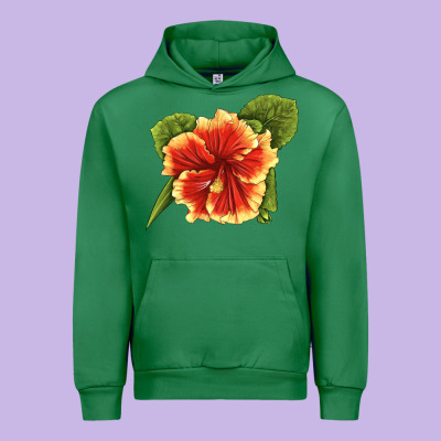 Hawaiian Hibiscus Flower Illustrations Urban Hoodie Designed By Lillyallendesigns