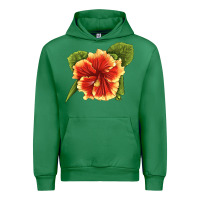 Emerald Hawaiian Hibiscus Flower Illustrations Urban Hoodie - LillyAllenDesigns