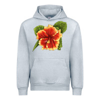 Heather Grey Hawaiian Hibiscus Flower Illustrations Urban Hoodie - LillyAllenDesigns