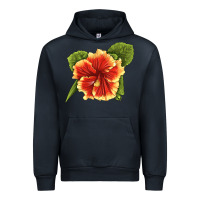 Navy Hawaiian Hibiscus Flower Illustrations Urban Hoodie - LillyAllenDesigns