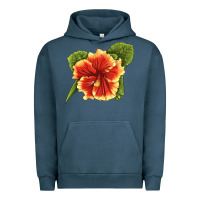 Pigment Midnight Navy Hawaiian Hibiscus Flower Illustrations Urban Hoodie - LillyAllenDesigns
