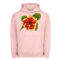 Pigment Salmon Hawaiian Hibiscus Flower Illustrations Urban Hoodie - LillyAllenDesigns