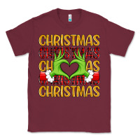 Burgundy christmas grinch heart hands Classic Tee - MaliasSmallBusiness