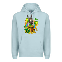 Blue Mist St. Patrick's Donkey with balloon Premium Hoodie - HowdyJamesFarm