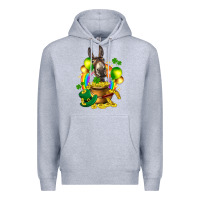 Heather Grey St. Patrick's Donkey with balloon Premium Hoodie - HowdyJamesFarm