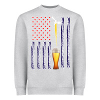 Heather Grey American Flag Beer Heavyweight Sweatshirt - Bettercallsaul