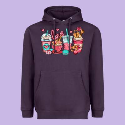 Valentines Day Coffee Cups (1) Heavyweight Hoodie Designed By Oliviacreatesart