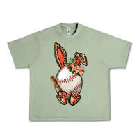 Oil Green Baseball Easter Bunny Urban Heavy Tee - BundleAndBundleShop