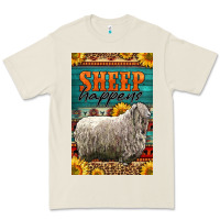 Bone Western Sheep Happens Sunflowers Premium Tee - LillyAllenDesigns