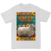 Dove Grey Western Sheep Happens Sunflowers Premium Tee - LillyAllenDesigns