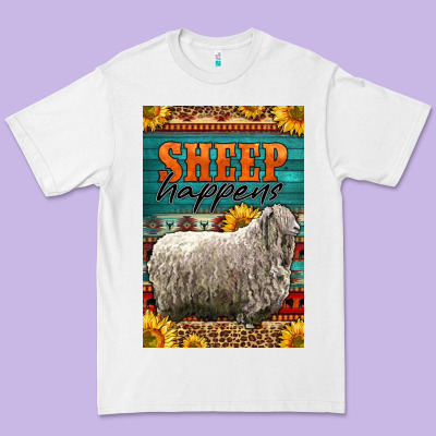 Western Sheep Happens Sunflowers Premium Tee Designed By Lillyallendesigns