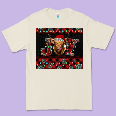Highland Cow Joy Christmas Premium Tee Designed By Barkaloodesign