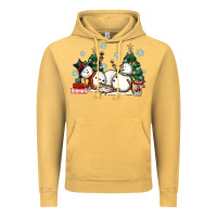 Vintage Mustard christmas snowmen with wine Vintage Hoodie - MaliasSmallBusiness