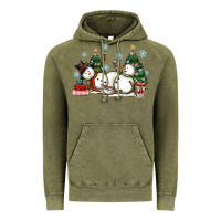 Vintage Olive christmas snowmen with wine Vintage Hoodie - MaliasSmallBusiness