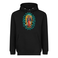 Black Our Lady Of Guadalupe Gemstone Sunflowers Heavyweight Hoodie - FaDigitalArtStudio
