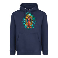 Navy Our Lady Of Guadalupe Gemstone Sunflowers Heavyweight Hoodie - FaDigitalArtStudio