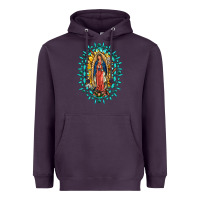 Plum Our Lady Of Guadalupe Gemstone Sunflowers Heavyweight Hoodie - FaDigitalArtStudio