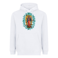 White Our Lady Of Guadalupe Gemstone Sunflowers Heavyweight Hoodie - FaDigitalArtStudio