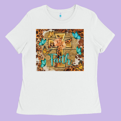 Faith Cross Ladies Tee Designed By Barkaloodesign