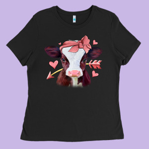 Valentines Day Baby Calf Ladies Tee Designed By Jasminsmagicworld