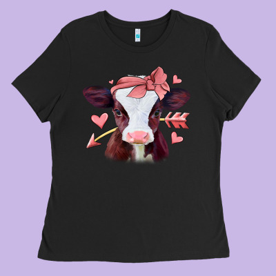 Valentines Day Baby Calf Ladies Tee Designed By Jasminsmagicworld