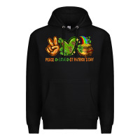 Black Peace Love St. Patrick's Day Premium Hoodie - HowdyJamesFarm