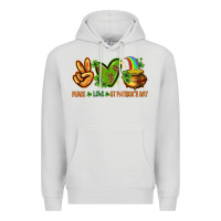 Dove Grey Peace Love St. Patrick's Day Premium Hoodie - HowdyJamesFarm