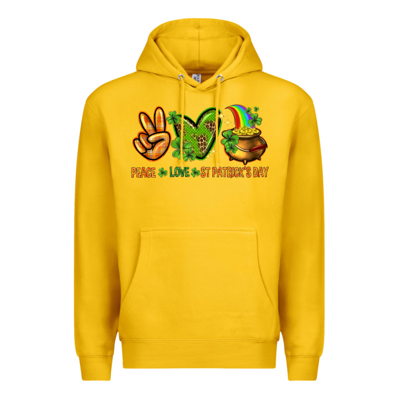 Peace Love St. Patrick's Day Premium Hoodie by HowdyJamesFarm | Teevron