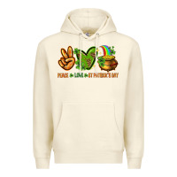 Sandshell Peace Love St. Patrick's Day Premium Hoodie - HowdyJamesFarm