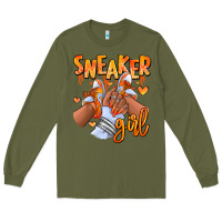 Army Green orange galaxy sneaker girl afro woman Long Sleeve Tee - RanaPortraitStore