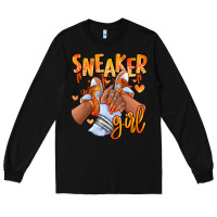 Black orange galaxy sneaker girl afro woman Long Sleeve Tee - RanaPortraitStore