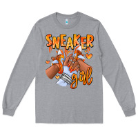 Heather Grey orange galaxy sneaker girl afro woman Long Sleeve Tee - RanaPortraitStore