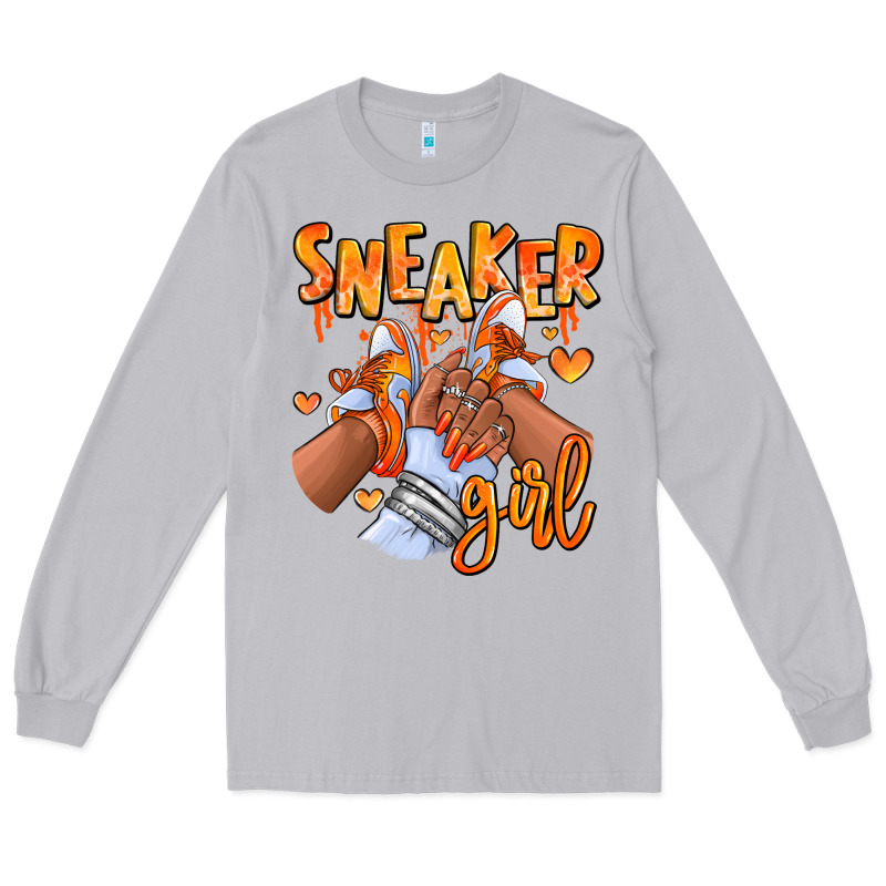 Orange Galaxy Sneaker Girl Afro Woman Long Sleeve Tee by RanaPortraitStore | Teevron