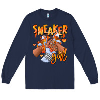 Navy orange galaxy sneaker girl afro woman Long Sleeve Tee - RanaPortraitStore
