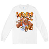 White orange galaxy sneaker girl afro woman Long Sleeve Tee - RanaPortraitStore