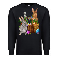 Black Bunnys carrots eggs with basket easter Premium Sweatshirt - OliviaCreatesArt