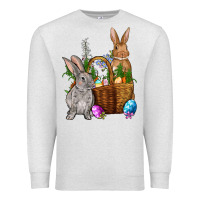Oatmeal Heather Bunnys carrots eggs with basket easter Premium Sweatshirt - OliviaCreatesArt