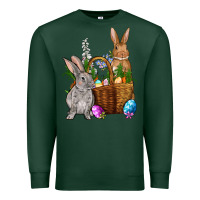 Sports Green Bunnys carrots eggs with basket easter Premium Sweatshirt - OliviaCreatesArt