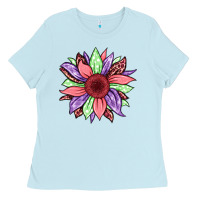 Baby Blue easter spring sunflower Ladies Tee - Jasminsmagicworld