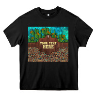 Preview Custom Cactus And Sunflowers Leopard Turquoise Heavy Core Tee | Teevron