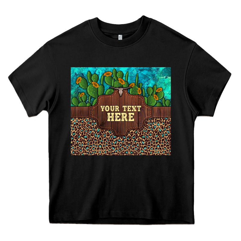 Preview Custom Cactus And Sunflowers Leopard Turquoise Heavy Core Tee by Artiststas | Teevron