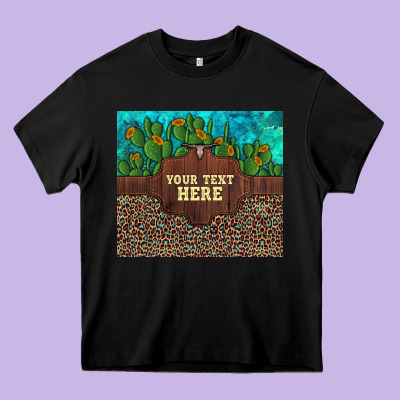 Preview Custom Cactus And Sunflowers Leopard Turquoise Heavy Core Tee Designed By Artiststas