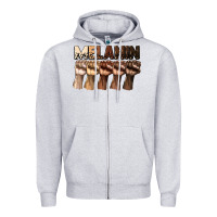 Heather Grey melanin juneteenth Zipper Hoodie - CowGirlArtShop