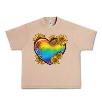 Burro Pride Heart And Sunflower Urban Heavy Tee - BundleAndBundleShop