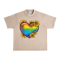 French Oak Pride Heart And Sunflower Urban Heavy Tee - BundleAndBundleShop