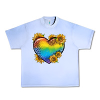 Grape Ice Pride Heart And Sunflower Urban Heavy Tee - BundleAndBundleShop