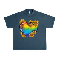 Midnight Navy Pride Heart And Sunflower Urban Heavy Tee - BundleAndBundleShop