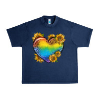 Navy Pride Heart And Sunflower Urban Heavy Tee - BundleAndBundleShop